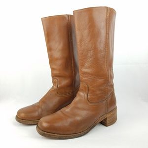 Frye Campus Leather Boots Womens Mid Calf Saddle